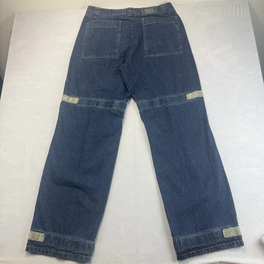 Marithe Francois Girbaud Shuttle Cargo Jeans Mens 34x35 Y2K Reflective M+FG